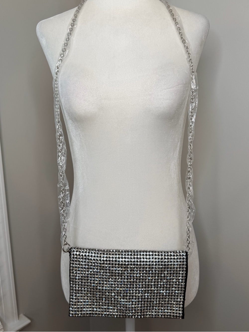 NWT Crystal Rhinestone Embellished Black Evening Clutch